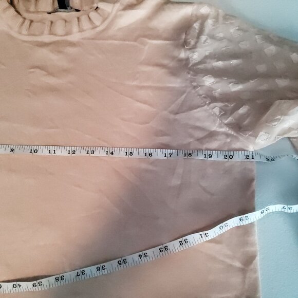 Adrianna Papell Clip Diamond Sleeve Sweater XL Pearl Blush - Picture 8 of 12